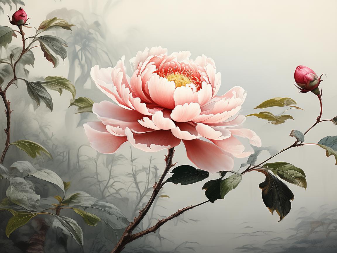海棠入墨韵，翰香绽芳华