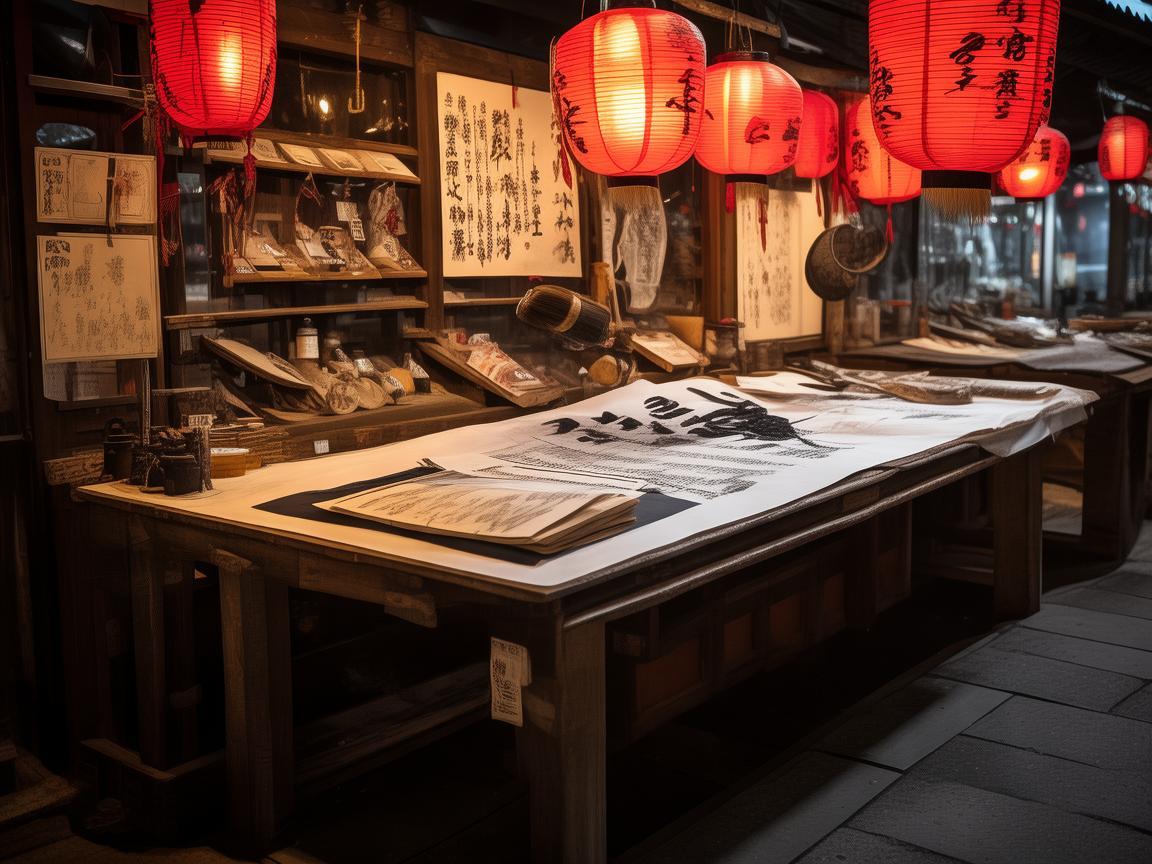 夜市摊位上的书法风情