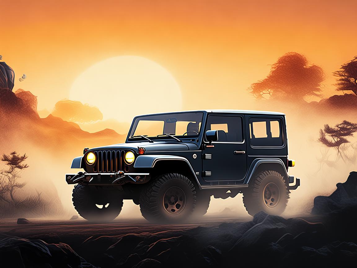 吉普车，承载自由与力量的书法意象